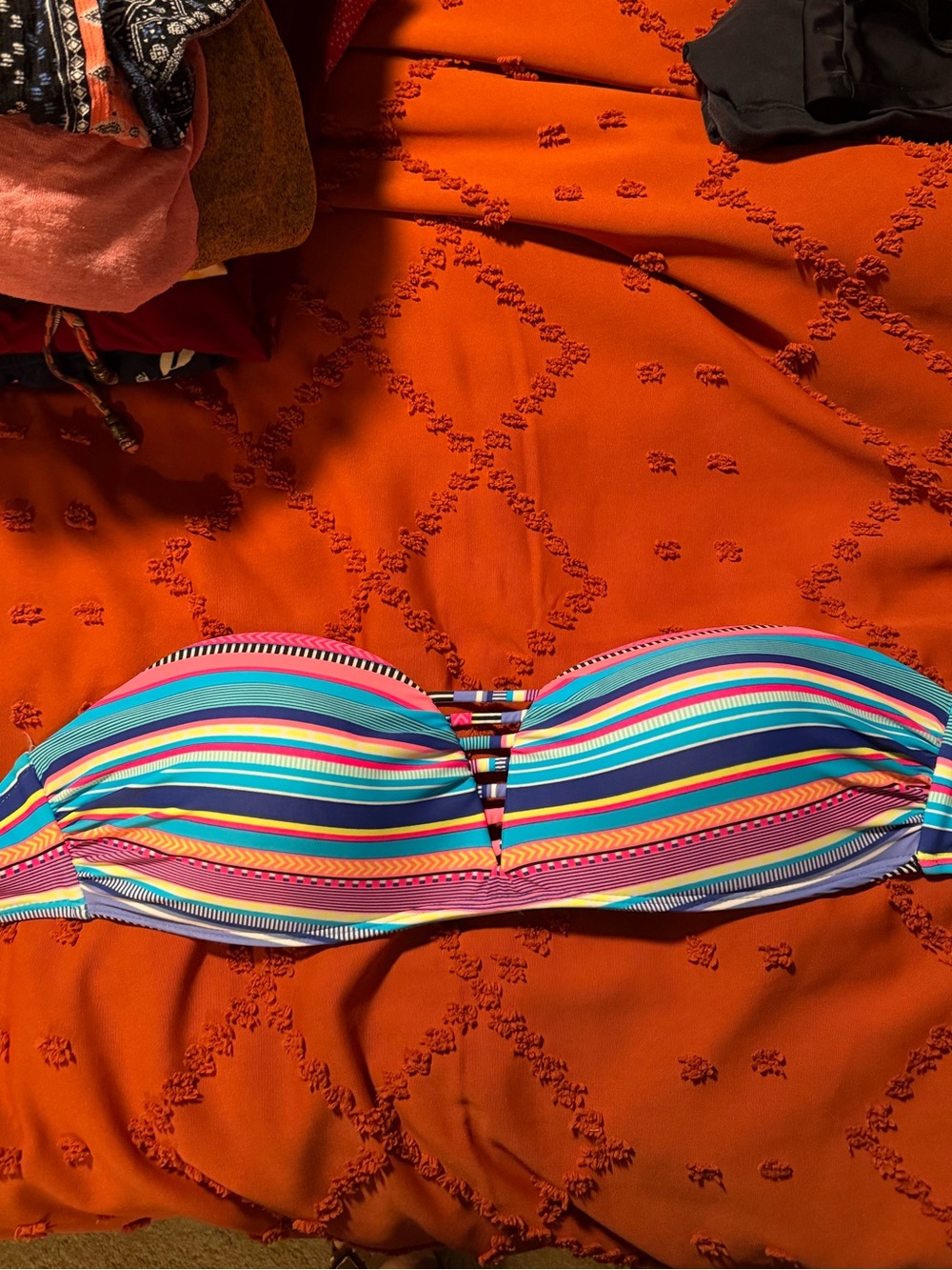 Striped Bandeau Swim Top - Multicolor